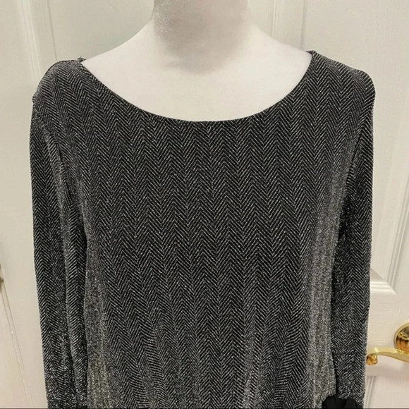 Karen Kane Metallic Layered Side Tie Long Sleeve Blouse Top M - Picture 6 of 10